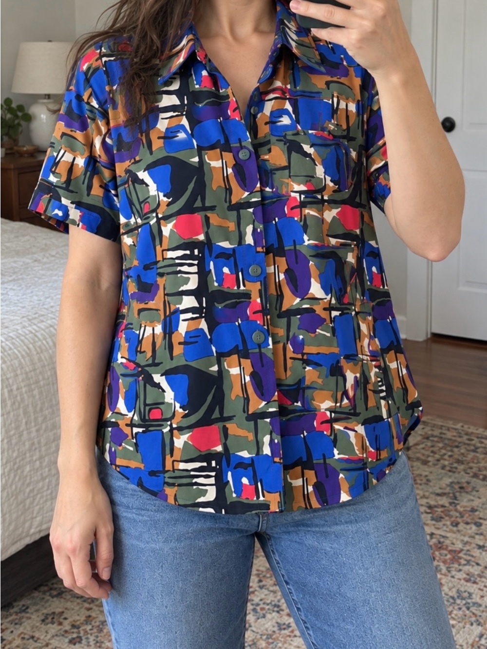 Vintage Backroad Blues Jeanswear Blue Grunge 80s/90s Button Down Blouse.  Small